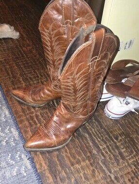 Justin Vintage Brown Leather Cowboy Boots 36 Narrow